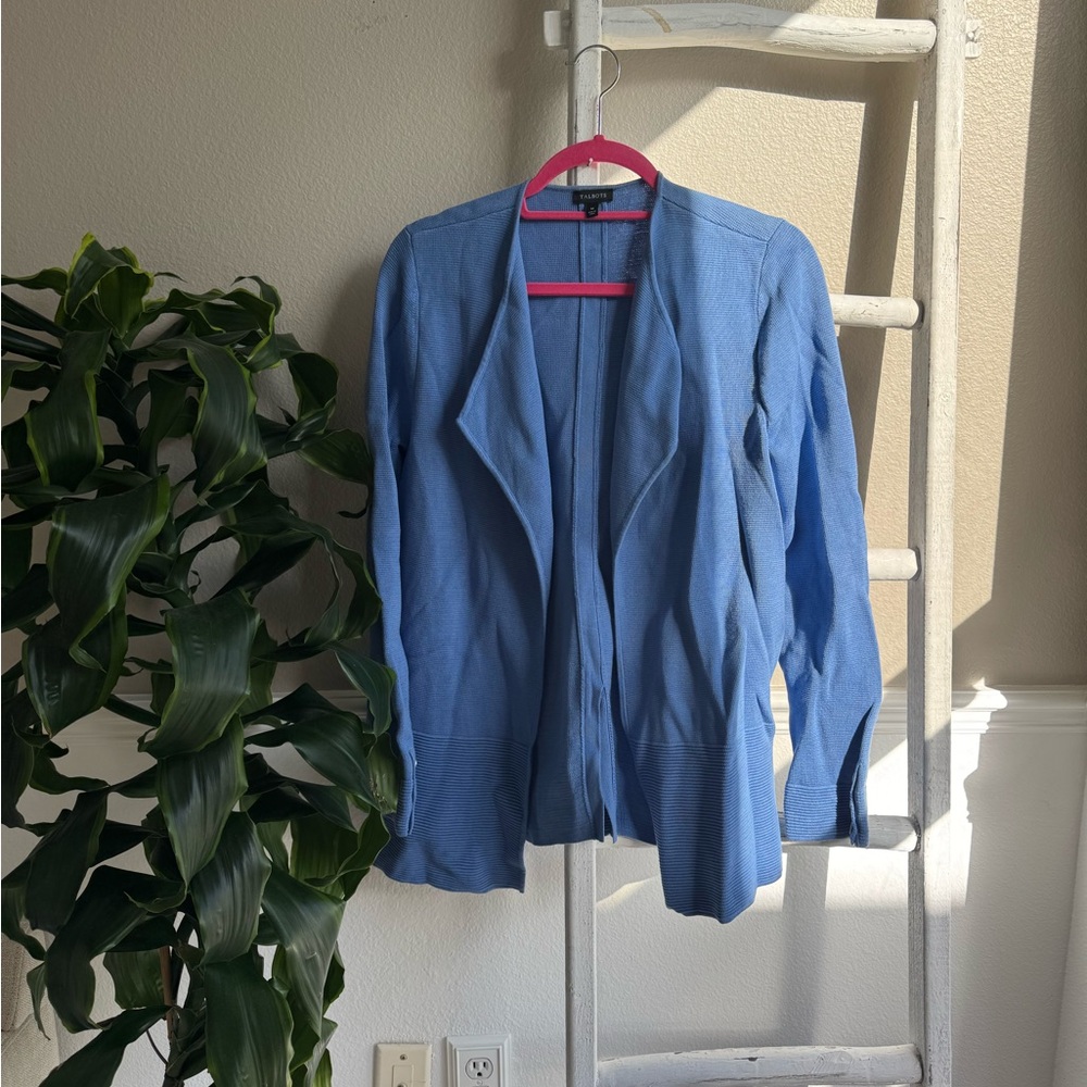 Talbots Light Blue Open Front Sweater Cardigan